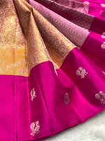 Load image into Gallery viewer, Classic Gold &amp; Silver Dark Pink Kanchipuram Handloom Silk Saree SS26877
