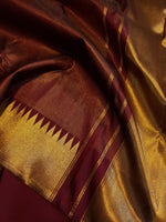 Load image into Gallery viewer, Classic Garnet Red 2gm Zari Bridal Elegance Kanchipuram Handloom Silk Saree SS27607
