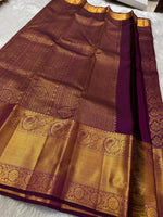 Load image into Gallery viewer, Classic Wine Red 2gm Zari Bridal Elegance Kanchipuram Handloom Silk Saree SS24781
