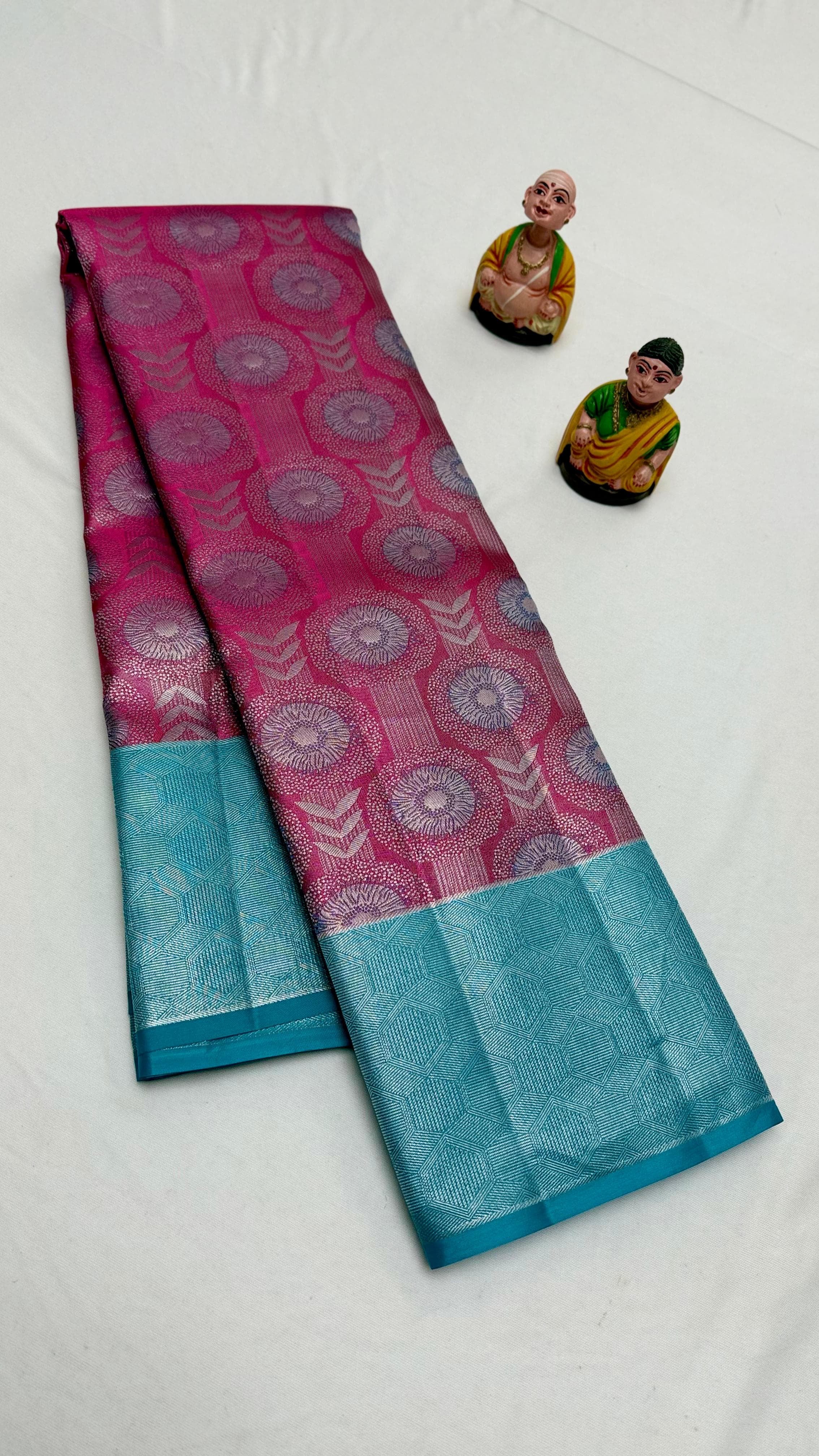 Classic Wine & Sky Blue Elegance Kanchipuram Handloom Silk Saree SS24487