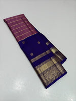 Load image into Gallery viewer, Classic Onion Pink &amp; Imperial Blue Elegance Kanchipuram Handloom Silk Saree SS28105
