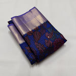 Load image into Gallery viewer, Classic Prussian Blue &amp; Lavender Elegance Kanchipuram Handloom Silk Saree SS23590
