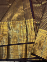 Load image into Gallery viewer, Classic Shadow Black Elegance Semi Tissue Kanchipuram Handloom Silk Saree SS27861
