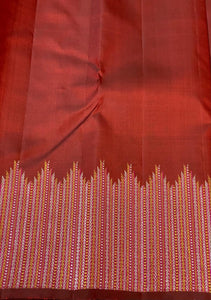 Classic Rustic Orange 2gm Zari Elegance Kanchipuram Handloom Silk Saree SS20561