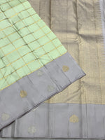 Load image into Gallery viewer, Classic Grey &amp; Lime 2gm Zari Kanchipuram Handloom Silk Saree SS25930

