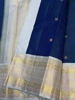 Load image into Gallery viewer, Classic Imperial Blue &amp; Pastel Ice Blue 2gm Zara Elegance Kanchipuram Handloom Silk Saree SS28277
