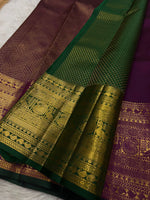 Load image into Gallery viewer, Berry Purple &amp; Deep Green Bridal Elegance Kanchipuram Handloom Silk Saree SS22593
