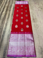 Load image into Gallery viewer, Classic Carmine Red &amp; Blush Pink Elegance Kanchipuram Handloom Silk Saree SS28434
