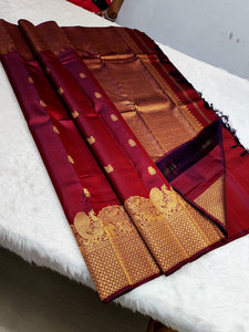 Classic Red 2gm Zari Elegance Kanchipuram Handloom Silk Saree SS24719