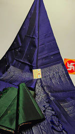 Load image into Gallery viewer, Classic Blue Elegance Handloom Soft Silk Saree SS25664
