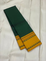 Load image into Gallery viewer, Classic Bottle Green &amp; Mustard Yellow Thread Korvai Kanchipuram Handloom Silk Saree SS25954
