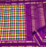Load image into Gallery viewer, Classic Berry Purple Multicolor Zari Checks 2gm Zari Elegance Kanchipuram Handloom Silk Saree SS28575
