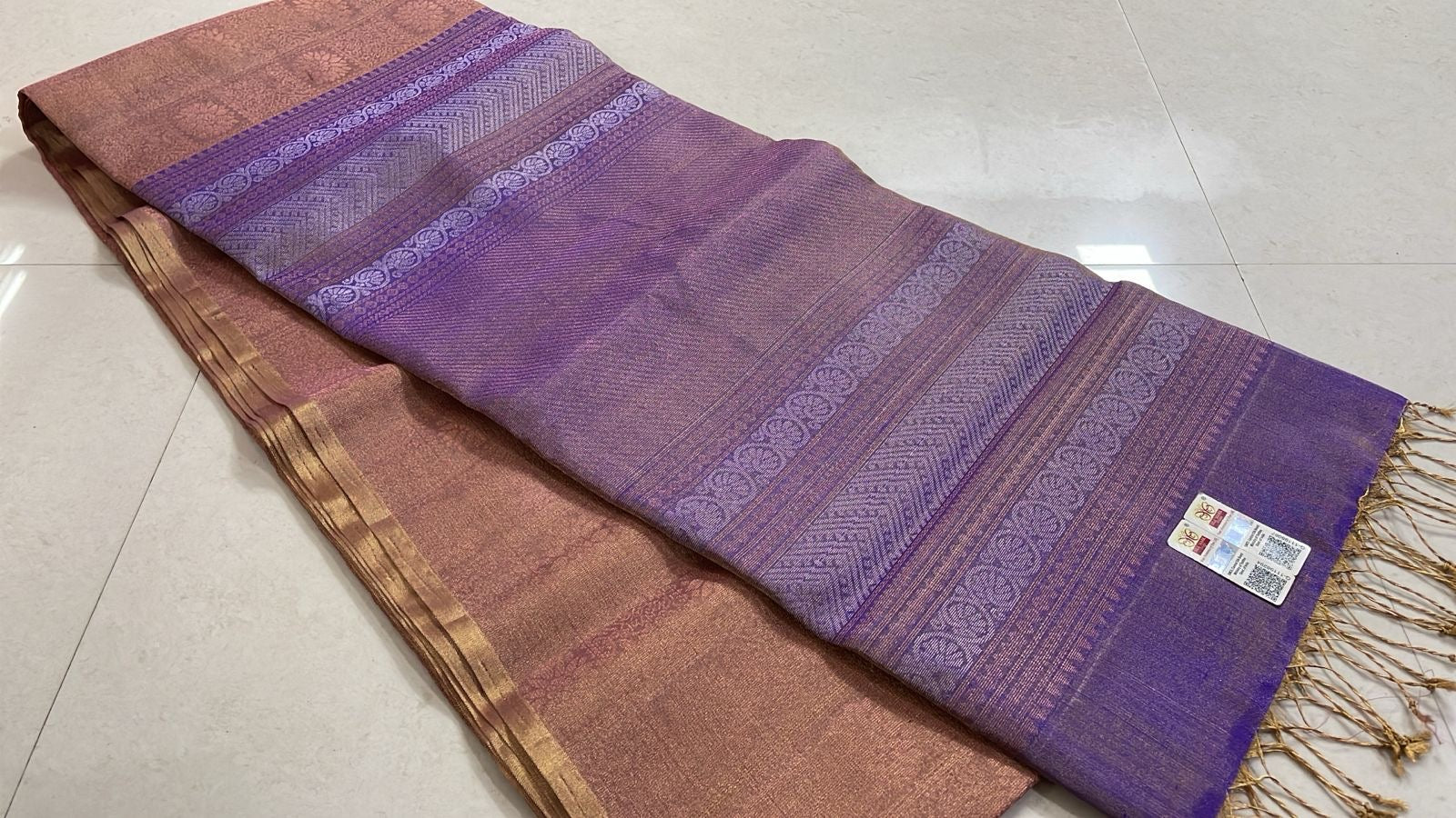 Classic Dusky Pink & Lavender Double Warp Elegance Handloom Soft Silk Saree SS26449