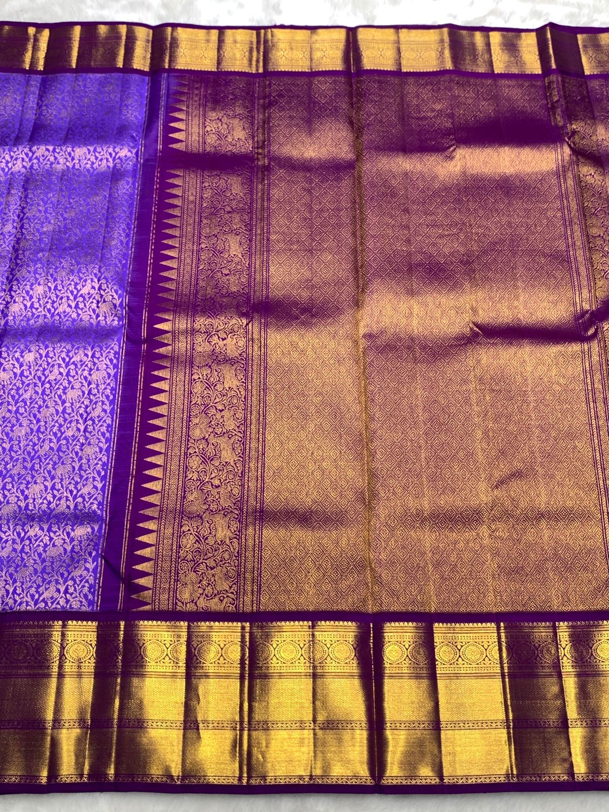 Classic Lavender & Vadamalli 2gm Zari Bridal Elegance Kanchipuram Handloom Silk Saree SS25273