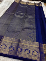 Load image into Gallery viewer, Classic Royal Blue Silver Bridal Elegance Kanchipuram Handloom Silk Saree SS27247
