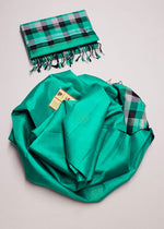 Load image into Gallery viewer, Classic Sea Green Checks Elegance Handloom Soft Silk Saree SS26346
