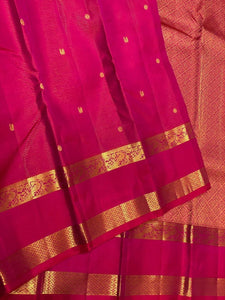 Classic Deep Pink 2gm Zari Vaira Oosi Kanchipuram Handloom Silk Saree SS26513