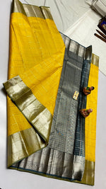 Load image into Gallery viewer, Classic Sunny Yellow &amp; Green Kanchipuram Handloom Silk Saree SS25644

