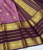 Load image into Gallery viewer, Classic Creamy Pink &amp; Chocolate Brown 1gm Zari Elegance Kanchipuram Handloom Silk Saree SS24504
