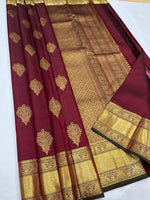 Load image into Gallery viewer, Classic Maroon Kanchipuram Handloom Silk Saree SS25621
