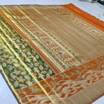 Load image into Gallery viewer, Classic Olive Green &amp; Shimmer Orange Elegance Kanchipuram Handloom Silk Saree SS28085

