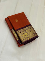 Load image into Gallery viewer, Classic Golden Brown &amp; Coffee Brown 1gm Zari Kanchipuram Handloom Silk Saree SS26273
