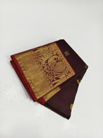 Load image into Gallery viewer, Classic Coffee Brown &amp; Brick Red 2gm Zari Kanchipuram Handloom Silk Saree SS25962
