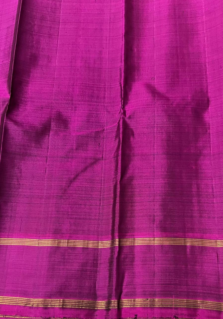 Classic Blue & Wine Plum 2gm Zari Elegance Kanchipuram Handloom Silk Saree SS24123