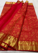 Load image into Gallery viewer, Classic Scarlet Red 2gm Zari Brocade Bridal Elegance Kanchipuram Handloom Silk Saree SS25735
