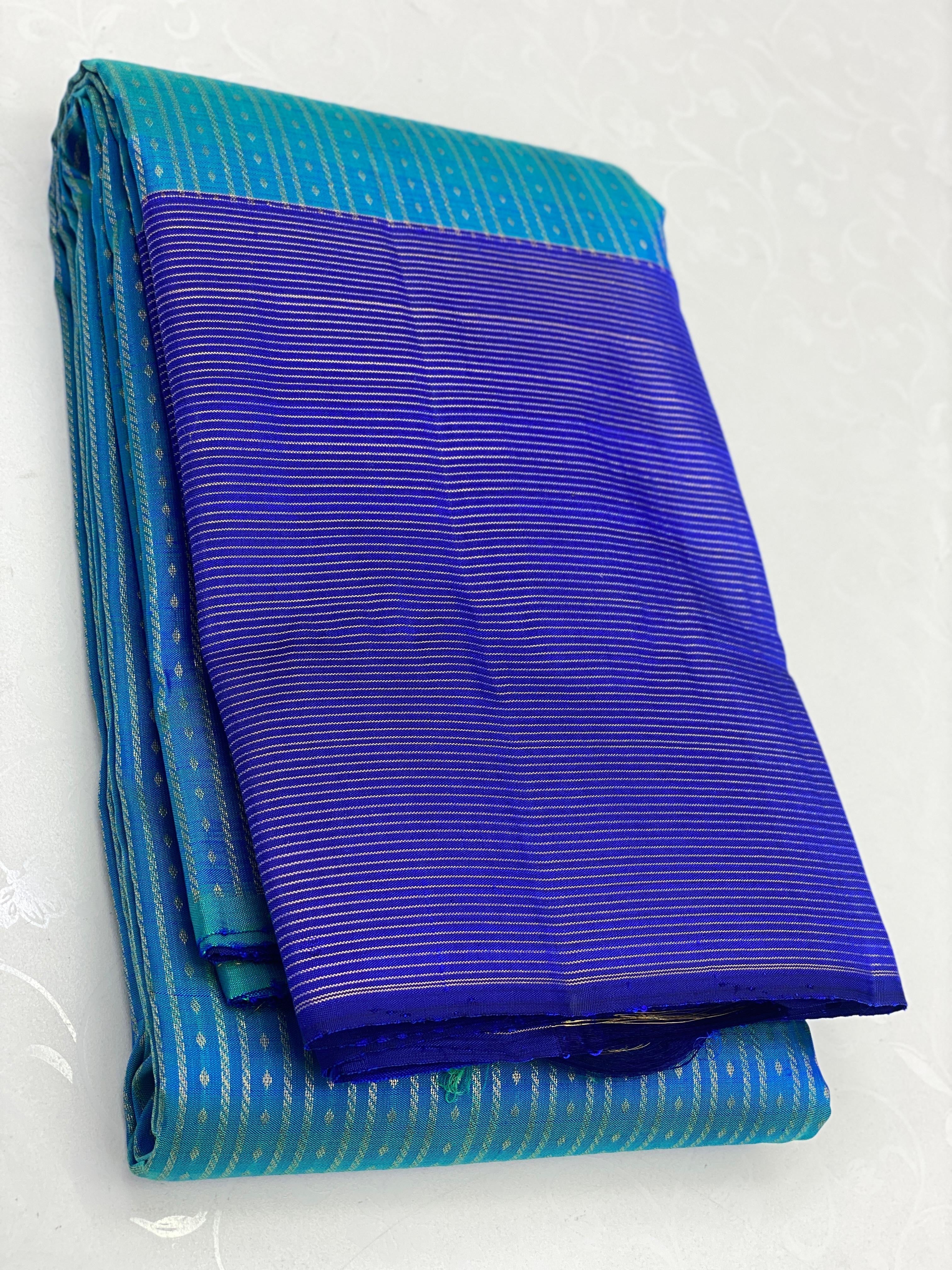 Classic Blue & Royal Blue 2gm Zari Elegance Kanchipuram Handloom Silk Saree SS25343