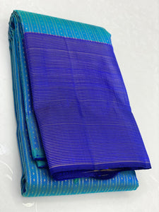 Classic Blue & Royal Blue 2gm Zari Elegance Kanchipuram Handloom Silk Saree SS25343