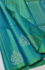 Load image into Gallery viewer, Classic Sea Green Double Warp Handloom Soft Silk Saree SS27873
