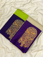 Load image into Gallery viewer, Classic Butter Cream &amp; Violet Meena Butta Kanchipuram Handloom Silk Saree SS26324
