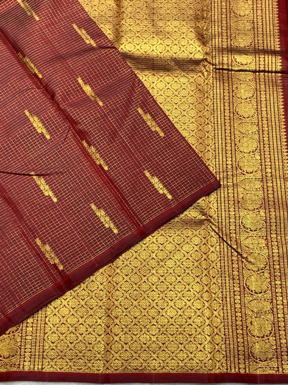 Classic Brick Red 2gm Zari Kanchipuram Handloom Silk Saree SS25974