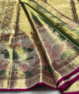Classic Gold 2gm Zari Bridal Elegance Kanchipuram Handloom Silk Saree SS25366