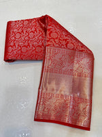 Load image into Gallery viewer, Classic Red &amp; Silver 2gm Zari Bridal Elegance Kanchipuram Handloom Silk Saree SS24361
