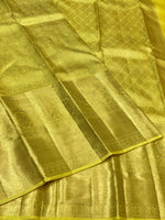 Load image into Gallery viewer, Classic Lime Yellow 3gm Zari Bridal Elegance Kanchipuram Handloom Silk Saree SS24710
