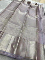 Load image into Gallery viewer, Classic Smoky Grey Tint Bridal Elegance Kanchipuram Handloom Silk Saree SS23697
