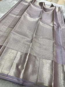 Classic Smoky Grey Tint Bridal Elegance Kanchipuram Handloom Silk Saree SS23697