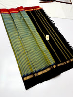Load image into Gallery viewer, Classic Tea Green &amp; Red Black Elegance Kanchipuram Handloom Silk Saree SS25395
