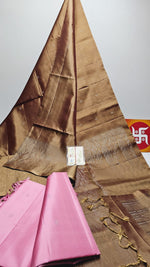 Load image into Gallery viewer, Classic Creamy Peanut Butter Elegance Handloom Soft Silk Saree SS25457
