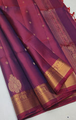 Load image into Gallery viewer, Classic Plum Double Warp Elegance Handloom Soft Silk Saree SS28242
