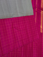 Load image into Gallery viewer, Classic Black Checker Pink &amp; Green 2gm Zari Elegance Kanchipuram Handloom Silk Saree SS27362
