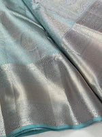 Load image into Gallery viewer, Classic Sky Blue 2gm Zari Elegance Kanchipuram Handloom Silk Saree SS24599
