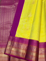 Load image into Gallery viewer, Classic Lime Green &amp; Deep Pink 1gm Zari Elegance Kanchipuram Handloom Silk Saree SS28065
