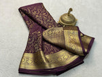 Load image into Gallery viewer, Classic Plum Brocade Elegance Mysore Silk Saree SS23903
