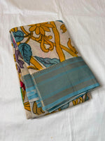 Load image into Gallery viewer, Classic Beige Floral Pen Kalamkari Elegance Banglore Silk Saree SS28598
