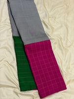 Load image into Gallery viewer, Classic Black Checker Pink &amp; Green 2gm Zari Elegance Kanchipuram Handloom Silk Saree SS27362
