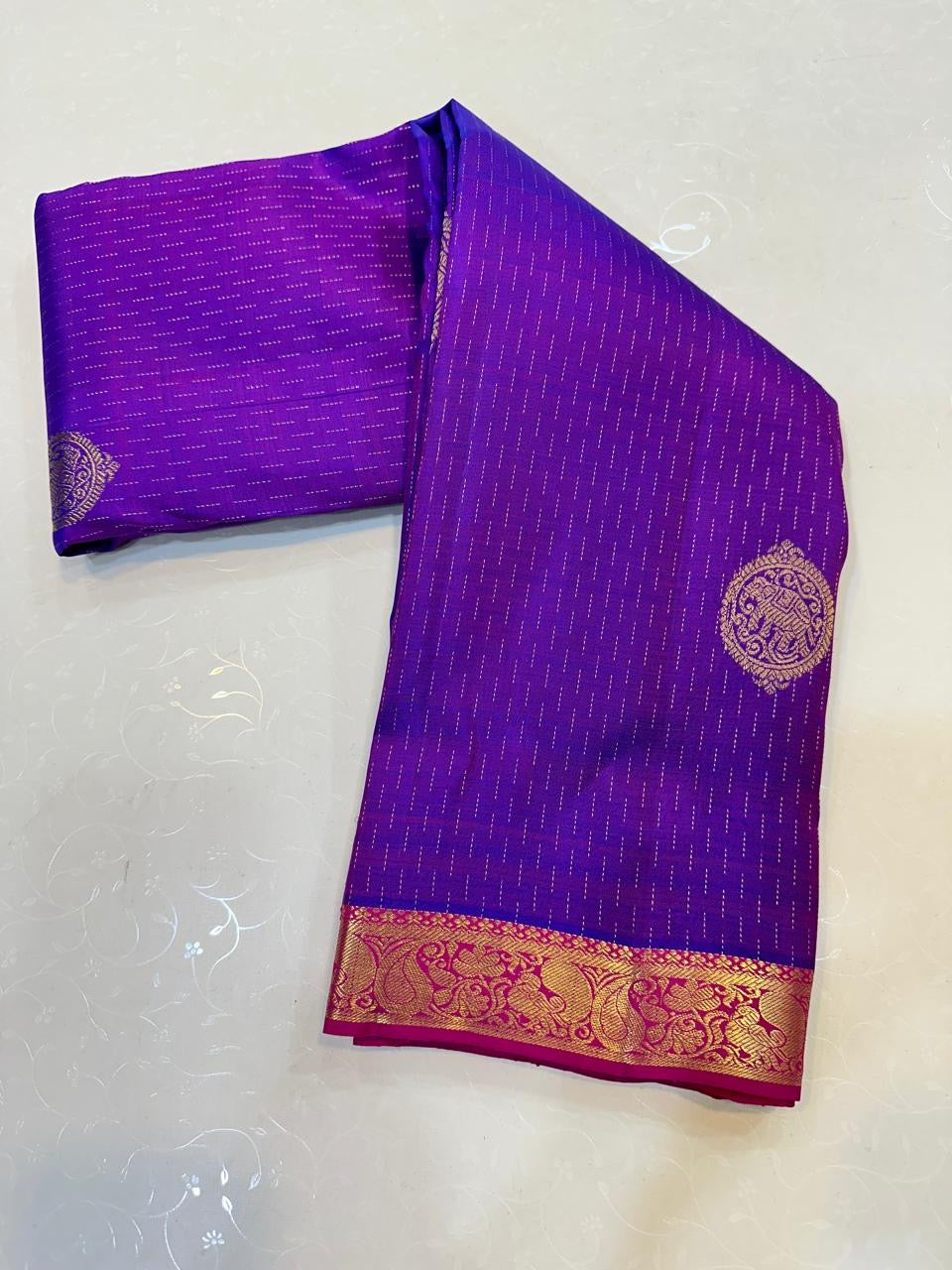 Classic Vadamalli & Dark Pink Elegance Kanchipuram Handloom Silk Saree SS24323