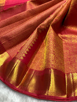 Load image into Gallery viewer, Classic Creamy Pink Dual Toned 2gm Zari Bridal Elegance Kanchipuram Handloom Silk Saree SS25278
